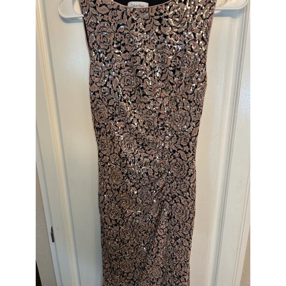 Calvin Klein Sequined Rose-Pattern Sheath Dress - Picture 9 of 12